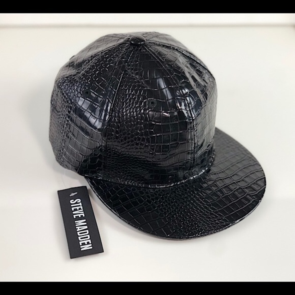 Black Patent Leather Crocodile Steve Madden Cap.